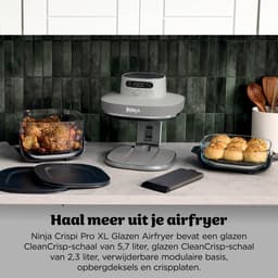 Ninja CRISPi PRO 7-in-1 Glazen Airfryer met 7 functies - Airfryen, Bakken, Braden, Rijzen, Drogen. Max Crisp en Opnieuw krokant maken - 2.3 liter en 5.7 liter glazen schaal - PFAS vrij koken - Stone - AS101EULG — thumbnail 8