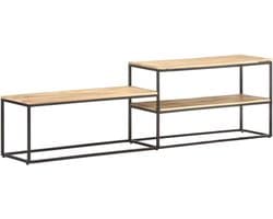 TV-kast Mangohout - Media Meubel - Woonkamer Opbergen - Industriële Stijl - 180x30x50 cm - Ruwe Afwerking