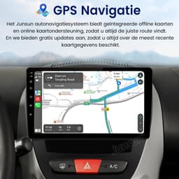 Junsun Android 15 Autoradio Geschikt voor Peugeot 107 Toyota Aygo Citroen C1, 4+64GB, Draadloos Carplay & Android Auto - 10.1 Inch HD IPS Touchscreen, Bluetooth, GPS Navigatiesysteem, WiFi, Subwooferkabel & Microfoon, DSP, FM, Octa-core processor — thumbnail 1