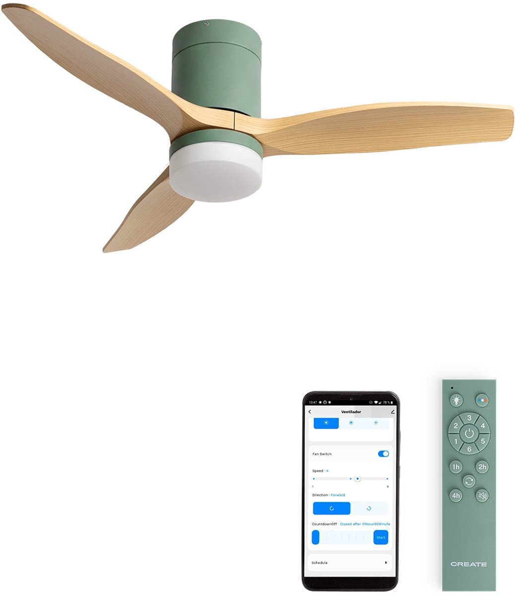 CREATE - Stille 40W plafondventilator met technische ABS bladen in verschillende maten - S - Met licht - WIFI - WIND CALM — afbeelding 1