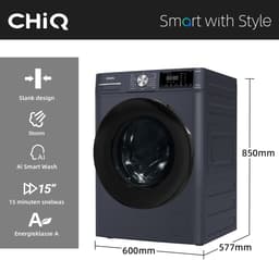 CHiQ CFL100-14586IM3XA - Wasmachine - 10 KG - Space Pro - A-30% - 16 programma's - AI Smart - Stoomwassen & Quick Wash - 12 jaar garantie op motor — thumbnail 5