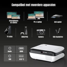 SAVI® Mini beamers - Projector - Mini beamer - Wit/Zwart -‎ 21cm x 10cm x 10cm — thumbnail 2