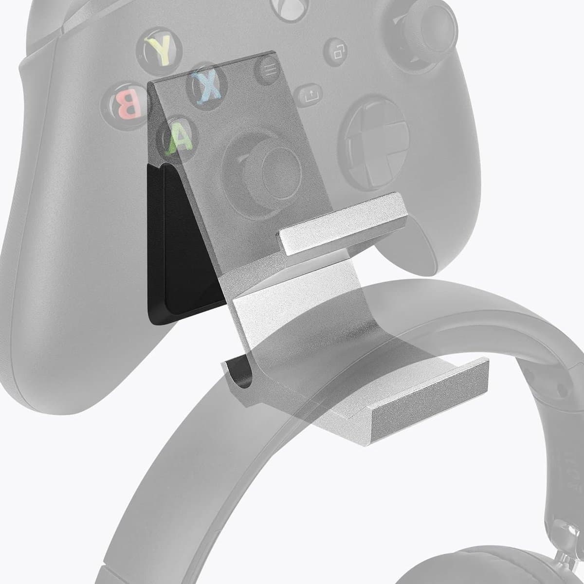 Allecto- Gamingaccessoires - Muurbeugel - Dubbele Gamepad en Hoofdtelefoonhouder - Ruimtebesparend - PS5/PS4/Xbox One/360/PC - Organizer - Geschikt voor Gaming Headset & Controller - Zwart Model. — afbeelding 1