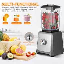 Staande Blender 1.6L -6 Messen voor IJs & Smoothies - Glazen Kan |-Keukenmachine voor Sappen, Soepen & Sauzen — thumbnail 4