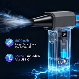 2-in-1 Elektrische Luchtblazer en Mini Stofzuiger - 180000 RPM Hogedruk Luchtstroom - 100 Niveaus Instelbaar - LED Display - 8000mAh Accu - Draagbare Air Duster voor PC Auto en Huishouding — thumbnail 4