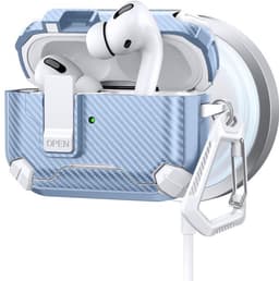 Telestore - AirPods Pro 3 Carbon hard case cover - Carbon hybride licht blauw hoesje Beschermhoes - AirPods pro 3 Cover - hoesje geschikt voor Apple Airpods pro 3 - licht blauw - Carbon hard cover - met MagSafe functie — thumbnail 1