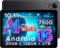 DOOGEE Tab G5 - Tablet - 20GB + 128GB (2TB TF) - 4G LTE - Android 16 - 10 inth 120Hz IPS HD - Unisoc T7200 - 7500mAh - 2 Lautsprecher - Widevine L1 - Face ID - GPS - Zwart — thumbnail 1