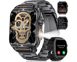 Mannen Smartwatch met Gespreksfunctie, LED Zaklamp, Fitness Tracker, 100+ Sportmodi, Slaapmonitor, IP68 Waterdicht - Compatibel met Android en iOS