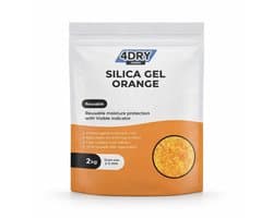 4DRY Orange Silica Gel | 2 kg | Hersluitbare zak | Silica Gel voor filamenten, elektronica, luchtfiltratie etc | Oranje 3 - 5 mm | Met indicator en herbruikbaar