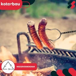 KOTARBAU® 5 Stuks Grillspiesen, Staal, 100 cm, Spiesen met Houten Handvat, met Haak, Lange Spiesen, Kampvuur Vork, Stevige Grillspiesen — thumbnail 3