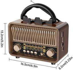 Radio - Vintage Draagbare Radio - Portable radio - AM FM SW radio - Bluetooth radio - Retro radio vintage transistor - D battery operated - USB rechargeable - TF card support - USB playing - 16.5*8.2*13.2CM - Perfect Cadeau — thumbnail 2