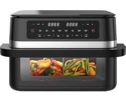 Dewelling XXL Dual Zone Heteluchtfriteuse DUAF-LR-100A 11L – 2950W Airfryer met Zichtvenster en Uitneembare Scheidingswand