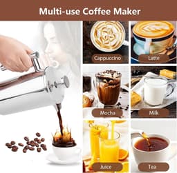 French Press koffiemaker, 1,5 liter, roestvrij staal, dubbelwandig geïsoleerd, zilver, 1500 ml — thumbnail 2