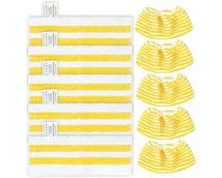 Geschikt voor 5-pack stoomreinigerpads met 5 handsproeierpads, compatibel met Karcher EasyFix SC2, SC3, SC4, SC5 stoomreiniger, veelzijdige reinigingsoplossingen, wasbaar en herbruikbaar, geel en wit-Belle's product
