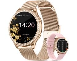 Dames Smartwatch met HD Touchscreen, Oproepfunctie en Gezondheidsmonitoring