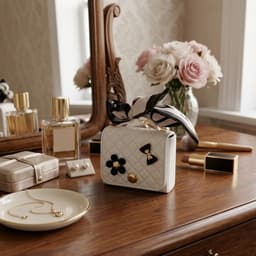 Wit hoesje voor oordopjes dames met strik en decoratieve details geschikt voor AirPods Pro 2 kunstleer hardcase met ring en lint — thumbnail 3