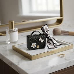 Zwart hoesje voor oordopjes dames met strik en decoratieve details geschikt voor AirPods 4 kunstleer hardcase met ring en lint — thumbnail 3