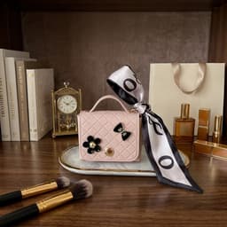 Roze hoesje voor oordopjes dames met strik en decoratieve details geschikt voor AirPods Pro 3 kunstleer hardcase met ring en lint — thumbnail 3