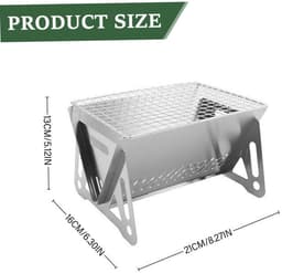 1 stuk - Kleine houtskoolgrill - Opvouwbare mini-houtskoolgrill voor buiten - Draagbare houtskoolgrill - Roestvrijstalen campinggrill - Geschikt voor buiten en om te koken — thumbnail 5