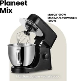 DYNA® Mixer met Mengkom - Keukenmachine - Kneedmachine- Zwart- ‎39cm x 35cm x 25cm — thumbnail 4