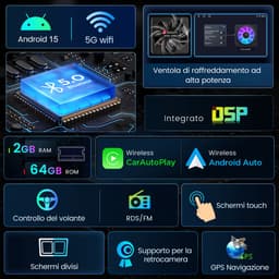 JUNSUN Android 15 Autoradio Geschikt voor Peugot 107 Citroen C1 Toyota Aygo - Draadloos CarPlay & Android Auto - Bluetooth - 7 Inch Touchscreen - Navigatiesysteem - Stuurwielbediening - WiFi - RDS - USB — thumbnail 5