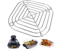 Roestvrijstalen Stoommand - Roestvrijstalen Stoommandje Geschikt Voor Ninja Crispi Heteluchtfriteuse - 20 X 20 Cm - Grillrooster - Accessoire Geschikt Voor Airfryer - Stoomrek - Vaatwasmachinebestendig - Zilver