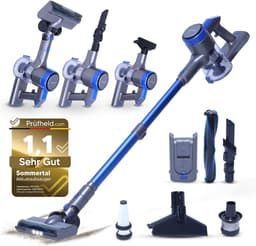 Sommertal snoerloze stofzuiger VARIO150 | 3-in-1 apparaat | 3-traps turbo stofzuiger met 45min looptijd en snellaadfunctie | voor 300m² | tapijt harde vloeren huisdierhaar | LED snoerloze stofzuiger Steelstofzuiger — thumbnail 1