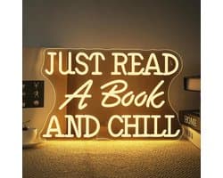 LED Neon Wandlamp 'Lezen en Ontspannen' Wit Licht Dimbaar voor Boekenhoek en Studiekamer