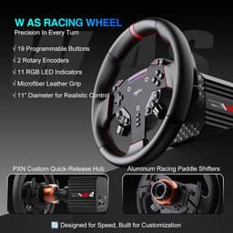 PXN VD4 Bundel - Direct Drive Racing Stuur - 4 Nm - W AS Stuurwiel - PD HM 2-Pedaalset - 400° Rotatie - PC Windows - Zwart — thumbnail 2
