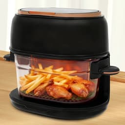 Sensova - Airfryer 4L - 1350W met Zichtbare Glazen Bakmand - LED-Touchscreen en Timer 0–120 min - Heteluchtfriteuse / Heteluchtoven 60-190 °C - PFAS- en BPA-Vrij - EU-stekker - Modern Zwart-Wit Design — thumbnail 6