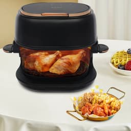 Sensova - Airfryer 4L - 1350W met Zichtbare Glazen Bakmand - LED-Touchscreen en Timer 0–120 min - Heteluchtfriteuse / Heteluchtoven 60-190 °C - PFAS- en BPA-Vrij - EU-stekker - Modern Zwart-Wit Design — thumbnail 1