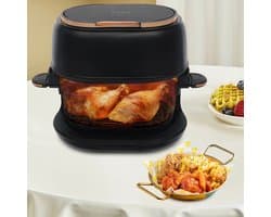 Sensova - Airfryer 4L - 1350W met Zichtbare Glazen Bakmand - LED-Touchscreen en Timer 0–120 min - Heteluchtfriteuse / Heteluchtoven 60-190 °C - PFAS- en BPA-Vrij - EU-stekker - Modern Zwart-Wit Design