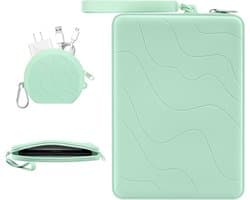 Silicone hoes voor 6-7 inch e-readers en tablets, groen, met accessoirevak. Geschikt voor Paperwhite, Colorsoft, Kindles, Kobos, Nook, iPad Mini 6.