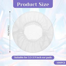 Elastische Hygienehoesjes hoofdtelefoon - 100 stuks - Niet-geweven stof hoofdtelefoon covers - Vervangende Hygienehoesjes hoofdtelefoon - Voor thuis, sport en kantoor - Cover hoes 11cm - Wit — thumbnail 5