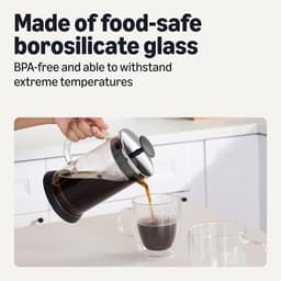 French press - French Press Koffiemaker - Thee Maker - Koffiepers - 1000 ml - Borosilicaatglas - Hoog borosilicaatglas - Drievoudig filtersysteem - Vaatwasmachinebestendig - Zwart — thumbnail 5