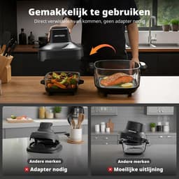 AIRMSEN Airfryer - Heteluchtfriteuse - Volledig zichtbaar venster - 1500W - Met 2 glazen frituurmanden (4,5L & 1,2L) - PFAS-vrij - 4 kookprogramma's - Eenvoudig te reinigen - Zwart — thumbnail 10