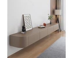 Zwevende tv-standaard - Tv-meubel kast - Mediabox opbergen - Met deurtjes - 140 cm breed - Kaki