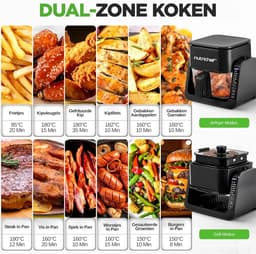 Heteluchtfriteuse Grill - Airfryer Combi - Gezond Koken - Transparante Kom - 4.2 Liter - Zwart — thumbnail 5