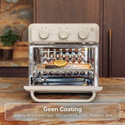 Safecourt 6-in-1 Airfyer oven - 100% PFAS-vrij - 6 programma’s - 80 tot 230 graden - Airfryer, bakken, roosteren, toasten, grillen & opwarmen - Beige — thumbnail 4