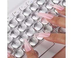 Toetsenbordtoetsen - Toetsenbordstickers voor lange nagels - Transparante, glazen toetsenbordstickers met reliëf - Toetsenbordtoetsen met nagelkunstmotief - 72 stuks per verpakking - Geschikt voor desktops en laptops