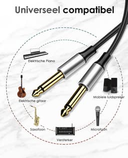 Vesfy Gitaarkabel 5 Meter - 6.3mm Jack naar 6.3mm - Instrumentkabel voor Gitaar, Bas & Keyboard — thumbnail 3