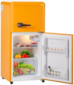 LUMÈ STORE Koelkast en Vriezer - Minikoelkast 60L - Trendy - Minibar - Dubbele deur - LED-verlichting - Koelkast 22L - Geel — thumbnail 1