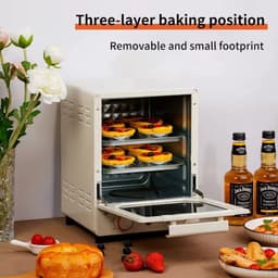 Airfryer - Heteluchtfriteuse - Broodrooster Oven - Keukenapparaten - met Voetkussens - Handgreep - Bak - Gegalvaniseerd binnenpaneel - Glazen deur - Jaloezie - 12L - 220V - 70-250 ℃ - 0-60 min Timingknop - Beige — thumbnail 4