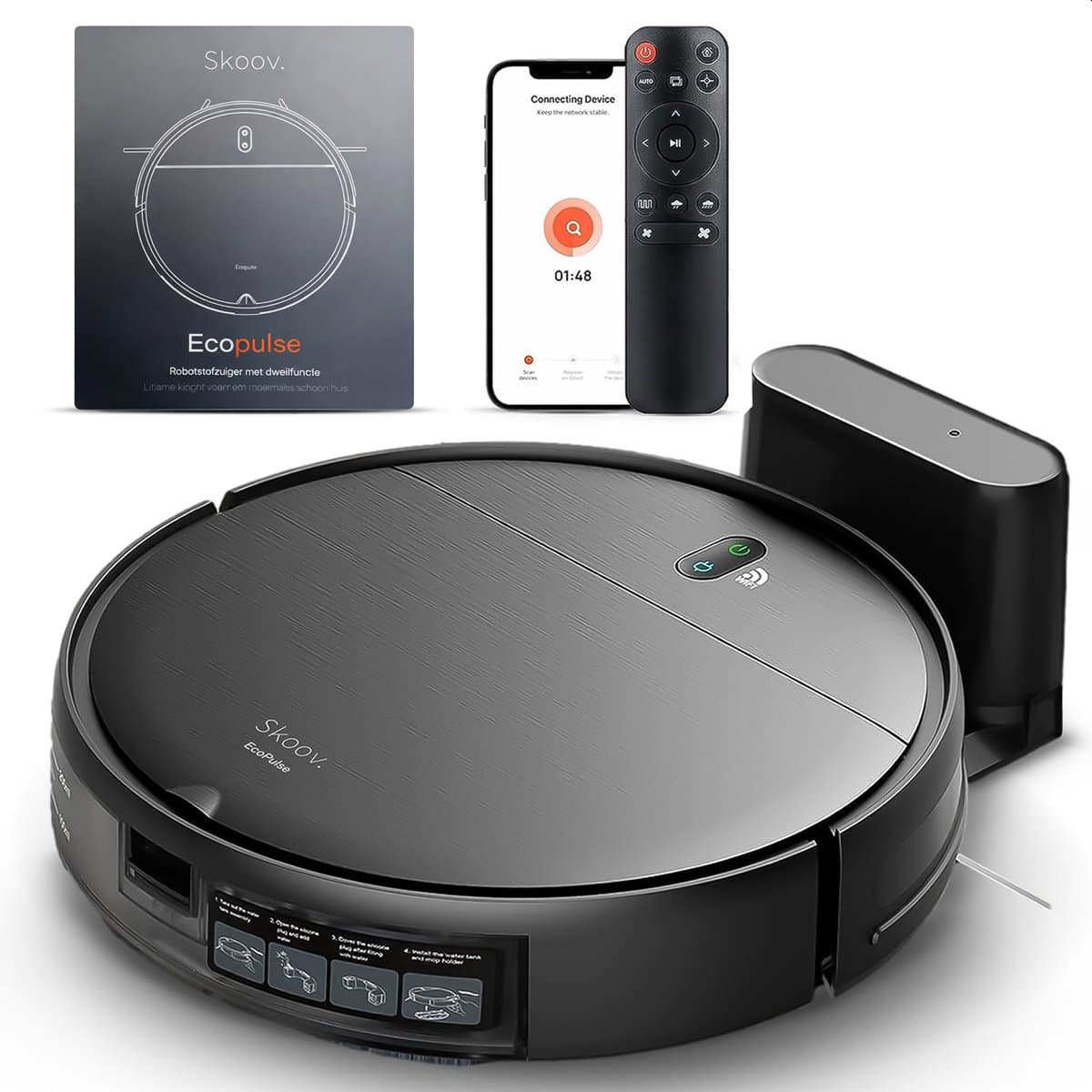 Skoov EcoPulse Robotstofzuiger met Dweilfunctie & Laadstation - Dweilrobot - Huisdieren - Dweil - Hepa - Automatische stofzuiger - Vacuum - Robot - In 1 — afbeelding 1