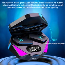 NAXSIR x15 Bluetooth-hoofdtelefoon, draadloze gamingheadset, digitale batterij-indicator, Bluetooth 5.0, zwart — thumbnail 3