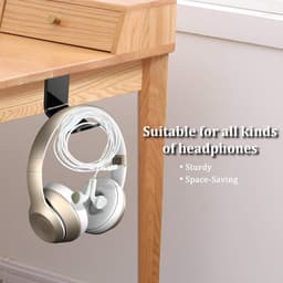 Allecto- Houder voor Hoofdtelefoon - Hanger - Opbergoplossing - Zwart - Ophanghaak - Ruimtebesparend - Gaming Accessoire - Geschikt voor Alle Merken - Muurbevestiging - Gaming Kamer Bureau Montage. — thumbnail 4
