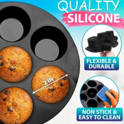 Muffinbakvorm voor airfryer - Bakvorm - Taartvorm - 3,5–5 liter - Geschikt voor muffins/eierblokjes - Siliconen - Zwart — thumbnail 2