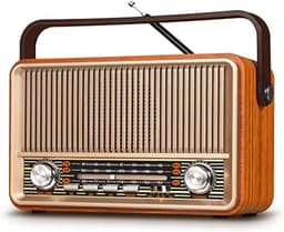 Vintage Radio AM/FM/SW – Bluetooth Radio – Oplaadbaar of Netstroom – USB/TF/AUX – Draagbaar – Geschikt voor Senioren — thumbnail 1