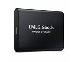 LMLG Goods Portable SSD 1TB – Externe SSD – 1TB opslag – Draagbare Harde Schijf – Zwarte SSD – USB 3.1 – Inclusief USB Kabel – Externe harde schijf 1TB – Geschikt voor Windows, Mac en Android – Zwart