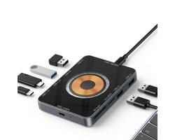Hearyoo 10-in-1 USB-C Docking Station - Laptop Hub - SD/TF - 15W Magneet Opladen - QC/PD - USB3.0/2.0